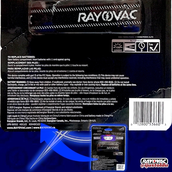 RAYOVAC Lightweight LED Headlamp, 2 Mode High/Red | 100 lm + Includes 2 AAA Batt - Picture 8 of 9